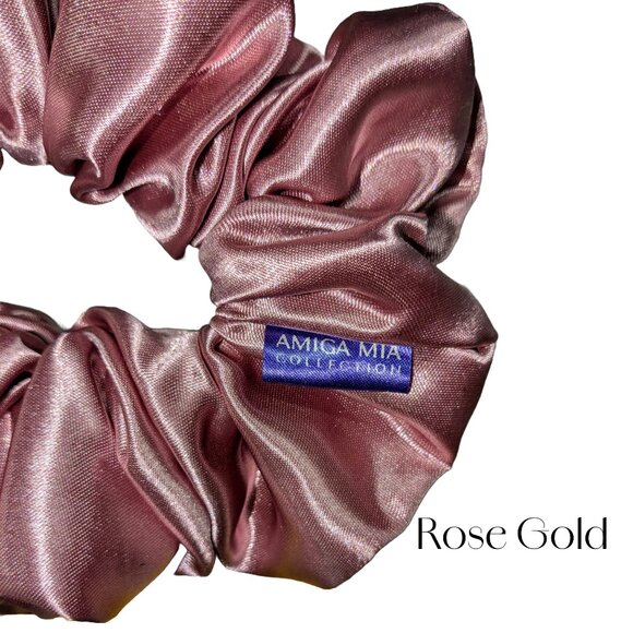 Amiga Mia large rose gold satin scrunchie hand crafted - Picture 3 of 6